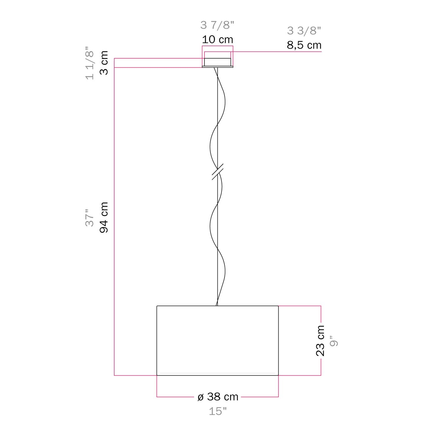 Lampada a sospensione con paralume in tessuto Cilindro Small - Made in Italy - Lana Marrone Si