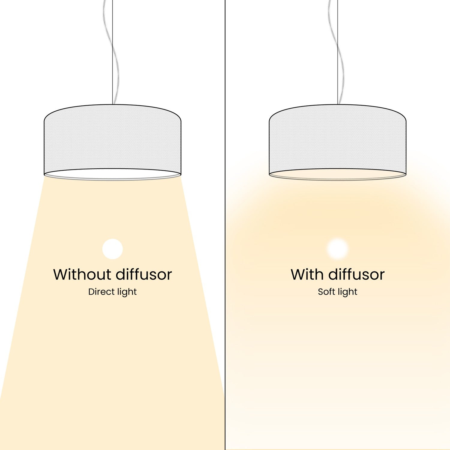 Lampada a sospensione con paralume in tessuto Cilindro Medium - Made in Italy - Raphia Si