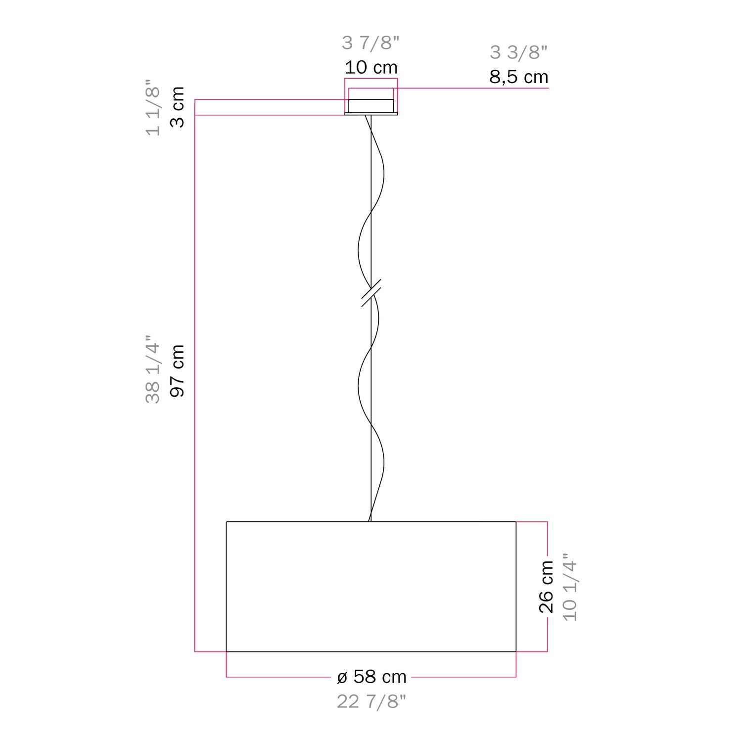 Lampada a sospensione con paralume in tessuto Cilindro Large - Made in Italy - Raphia No