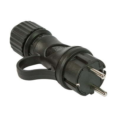 Wtyczka Schuko czarna 16A 250V IP44 do zastosowań zewnętrznych - Kompatybilna z Systemem Modulair - Czarna