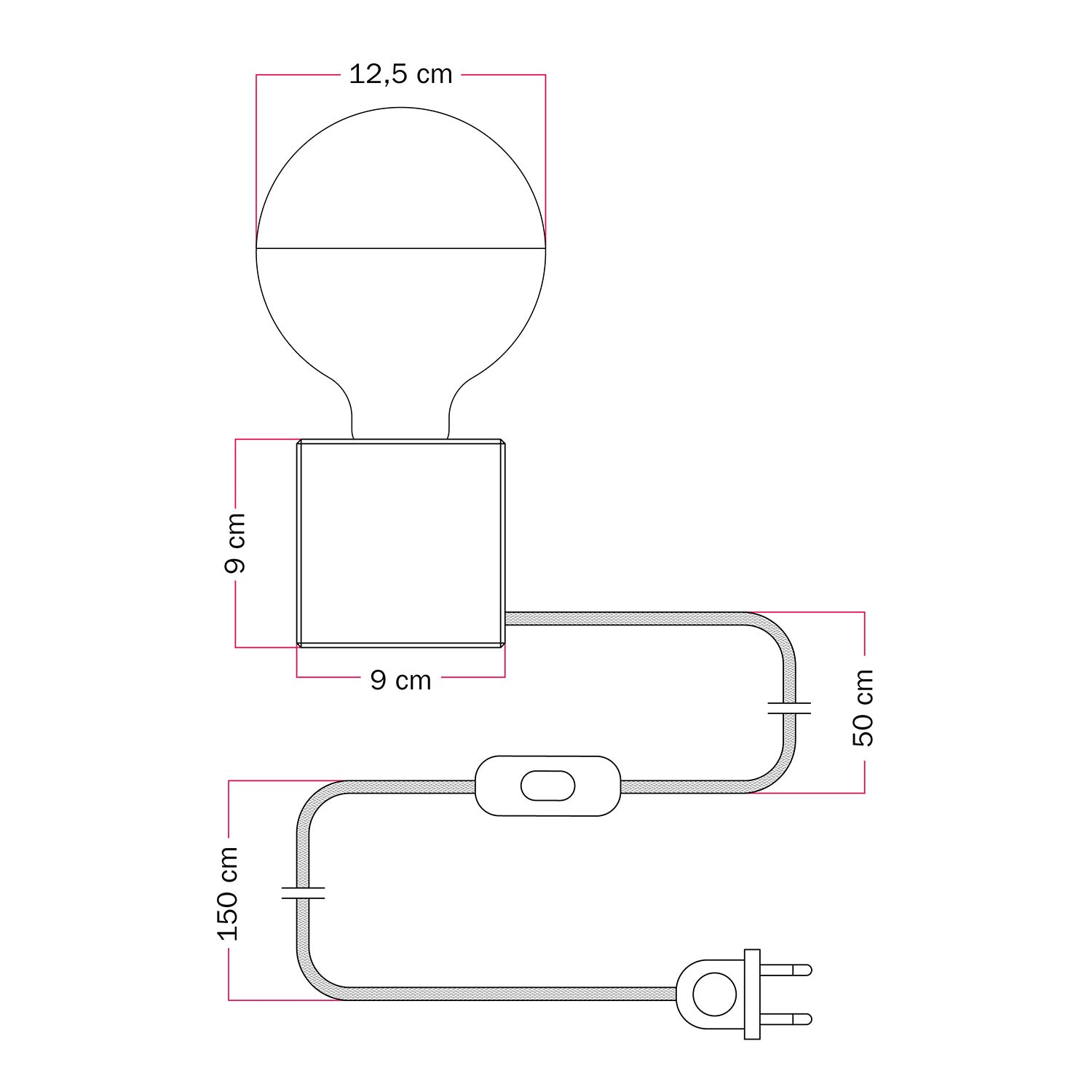 Lampada da tavolo Cubetto "Boia de" con lampadina globo mezza sfera argento - Tuttapolpa