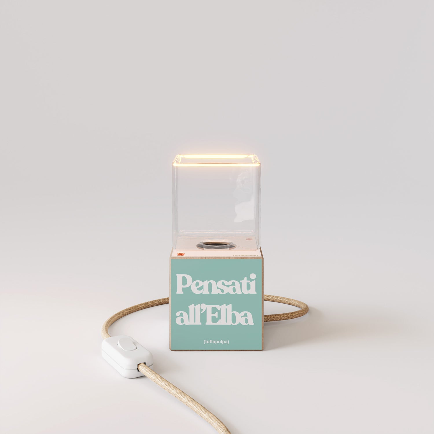Lampada da tavolo Cubetto "Pensati all’Elba" con lampadina Ghost - Tuttapolpa