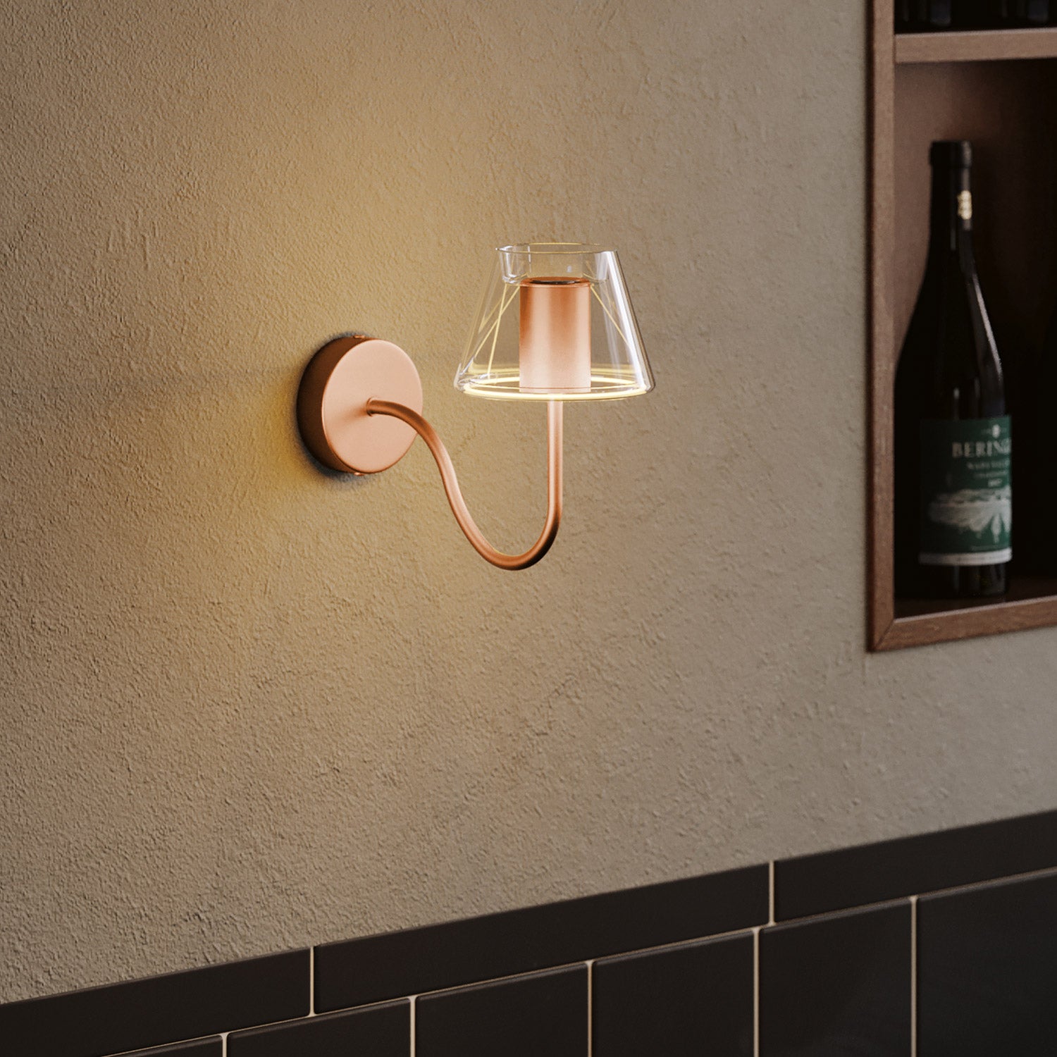 S-kształtna, zakrzywiona przedłużka rurowa do lampy, 16,5 cm, metal – miedź satynowana