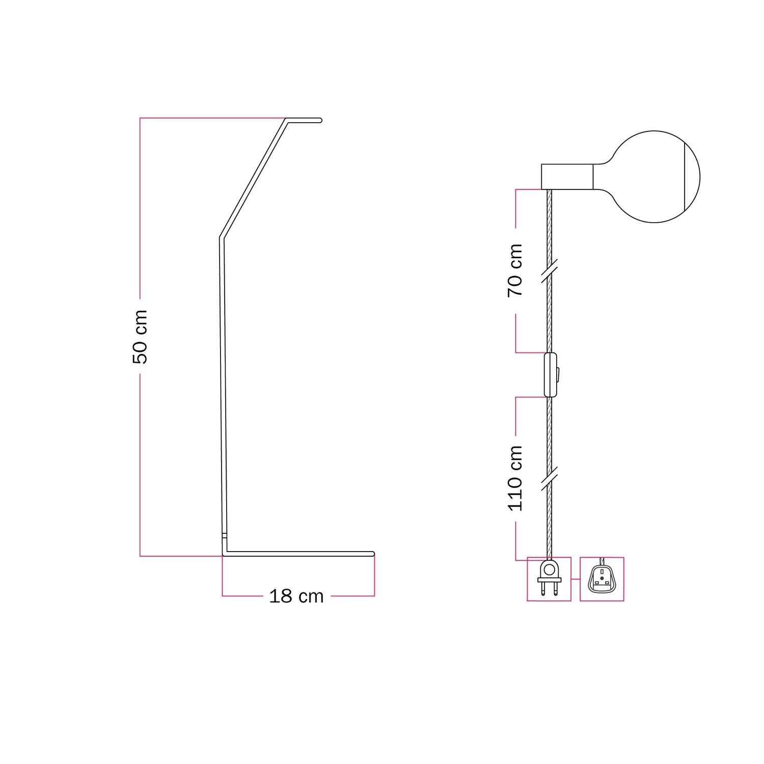 Koso Lucia - Lampada da tavolo con spina UK - Panna