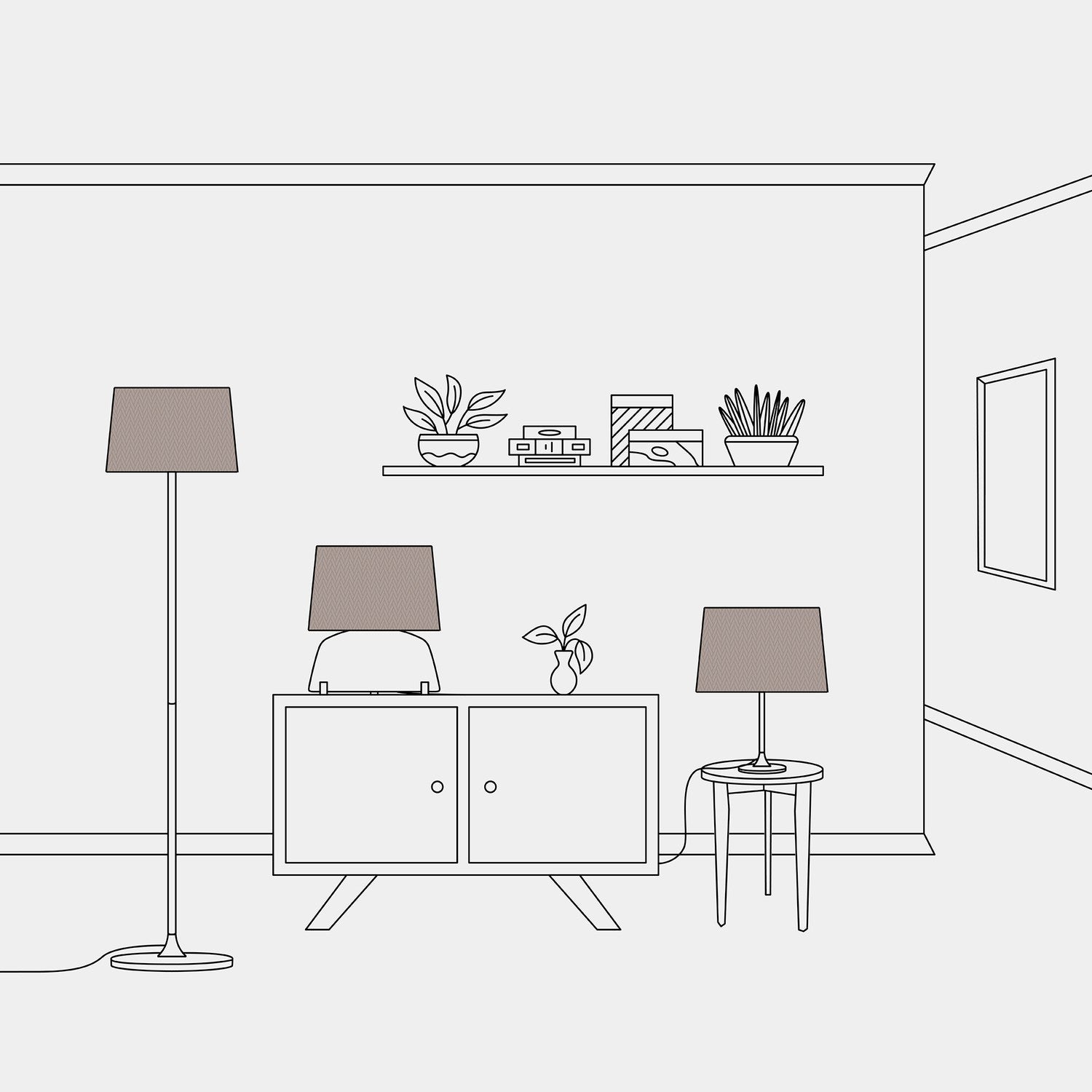 Paralume Athena con attacco E27 per lampada da tavolo o da terra - Made in Italy - Arenal Cenere