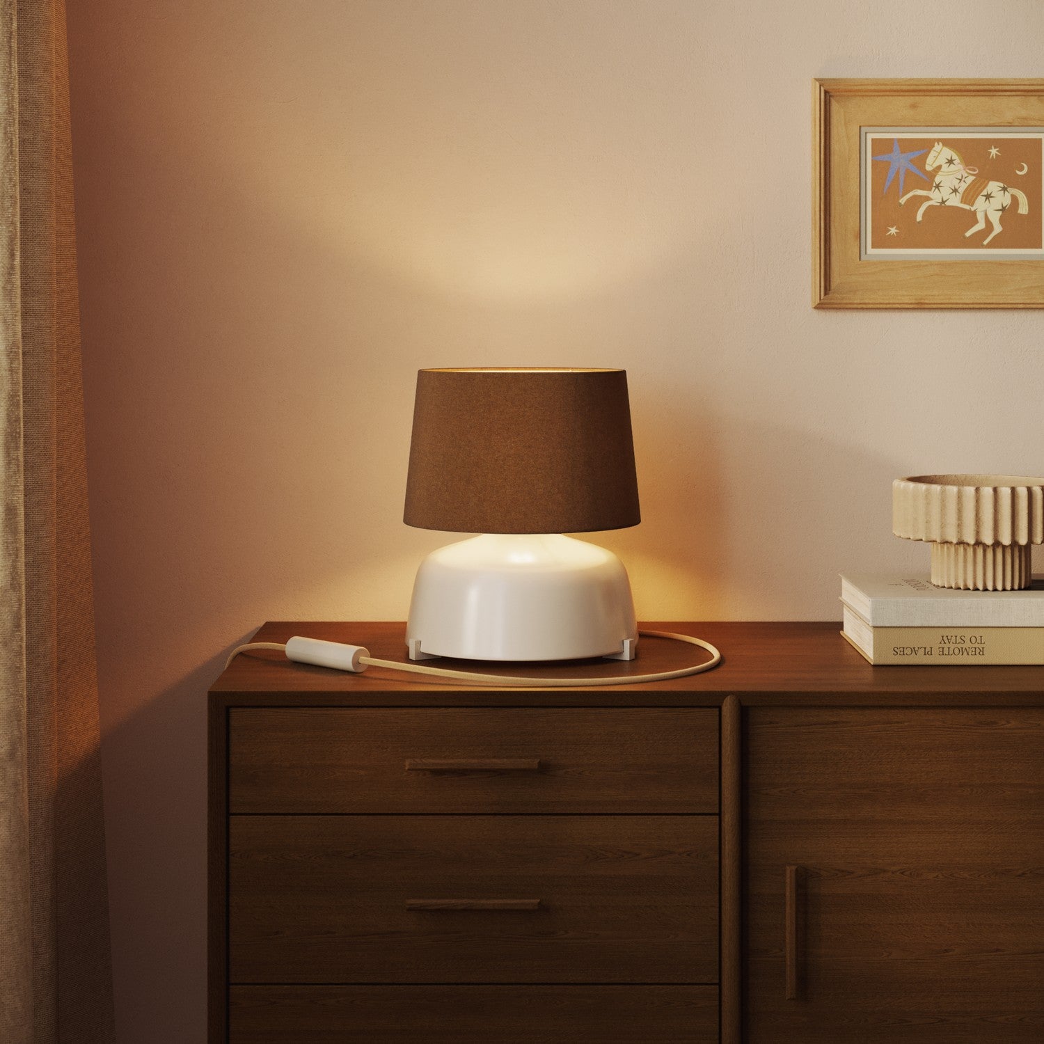 Paralume Athena con attacco E27 per lampada da tavolo o da terra - Made in Italy - Lana Marrone