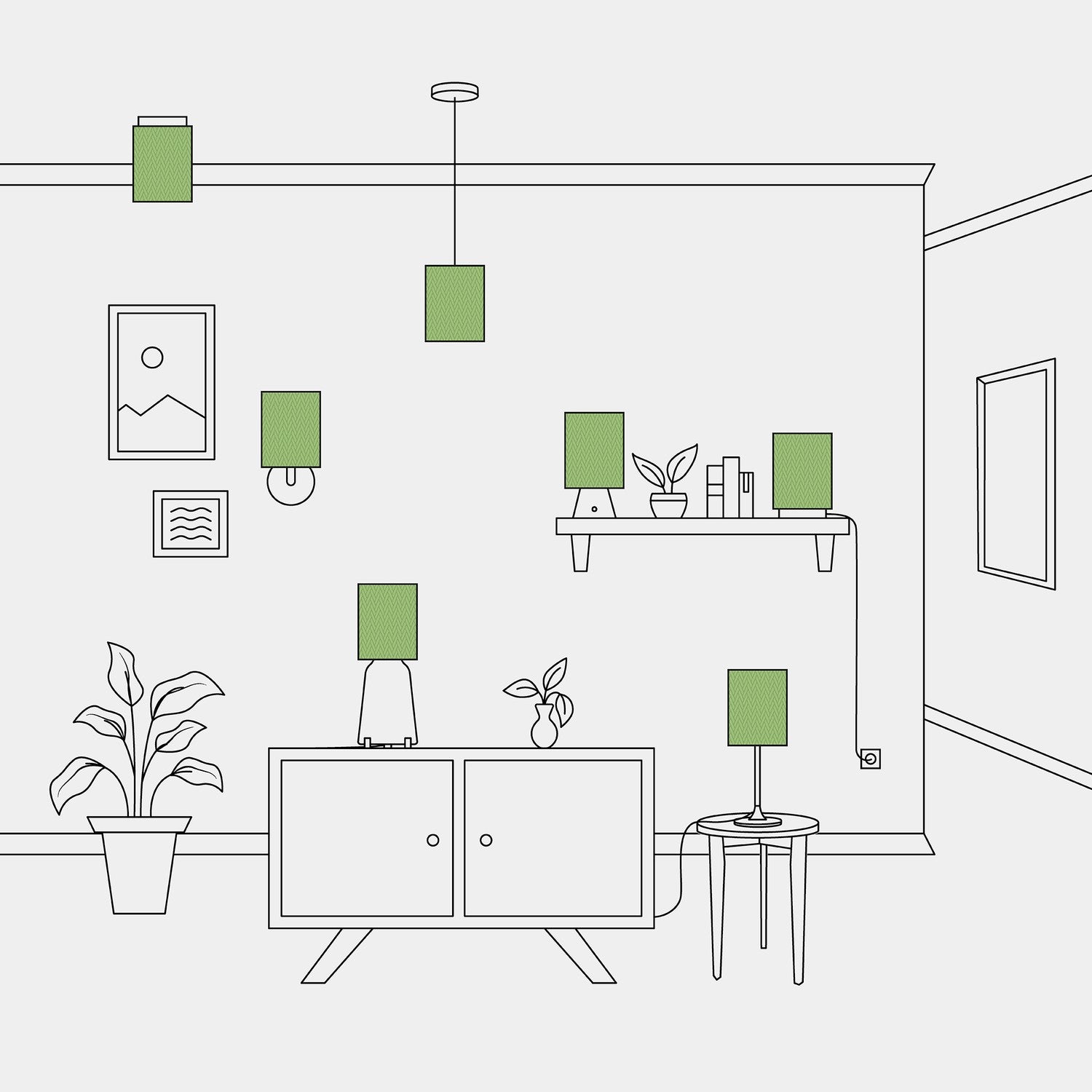 Paralume Cilindro S in tessuto con attacco E27 - Made in Italy - Cinette Verde Pistacchio