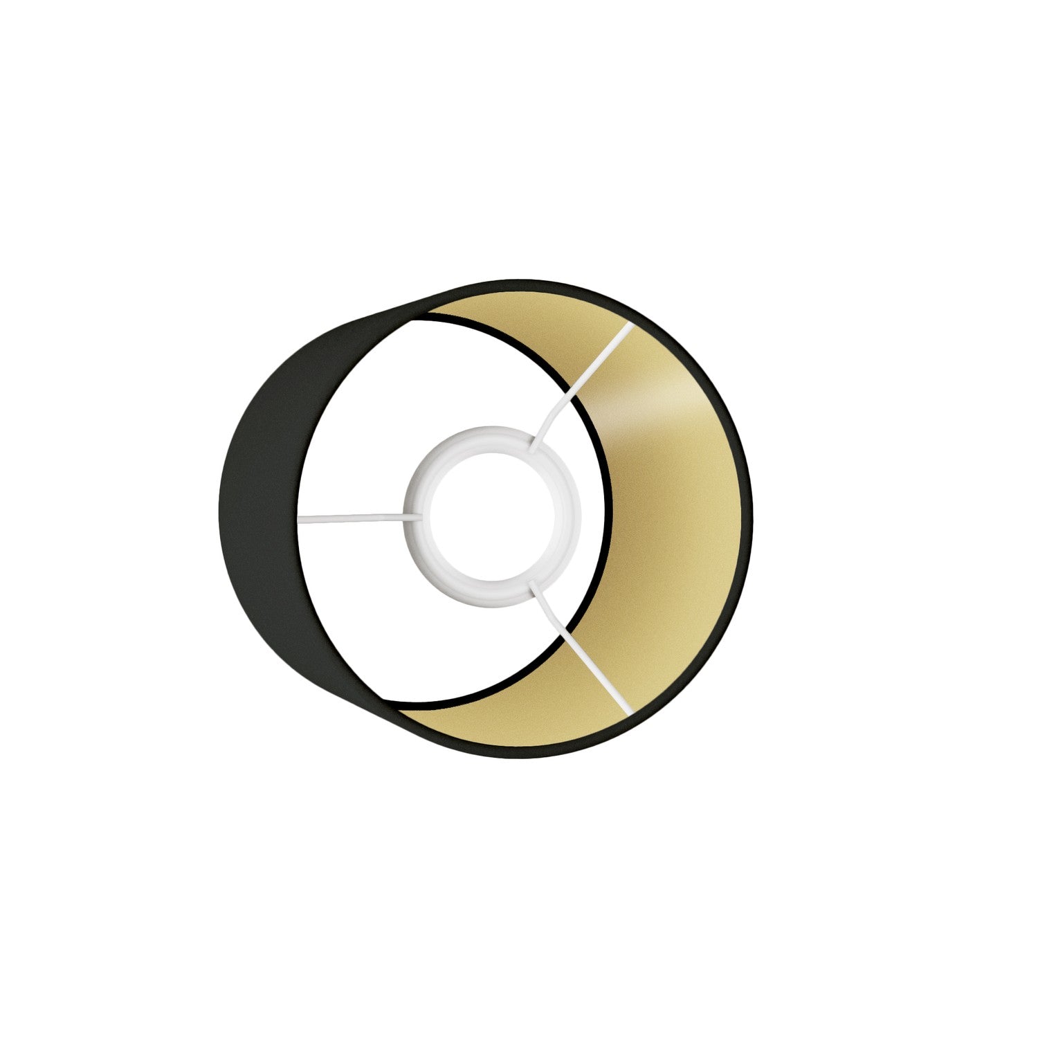 Paralume Cilindro S in tessuto con attacco E27 - Made in Italy - Nero/Oro