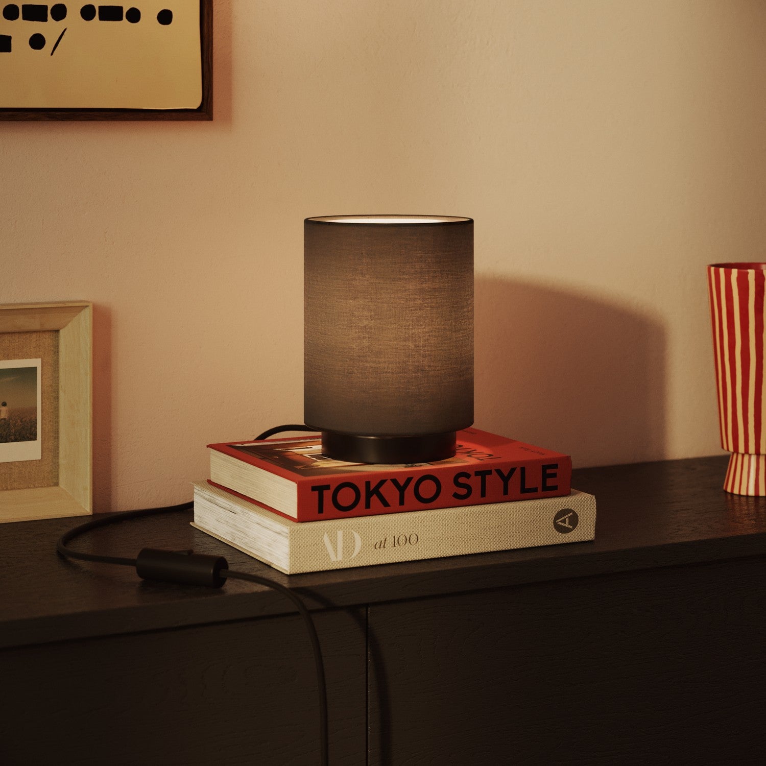 Paralume Cilindro S in tessuto con attacco E27 - Made in Italy - Teletta Grigio Scuro