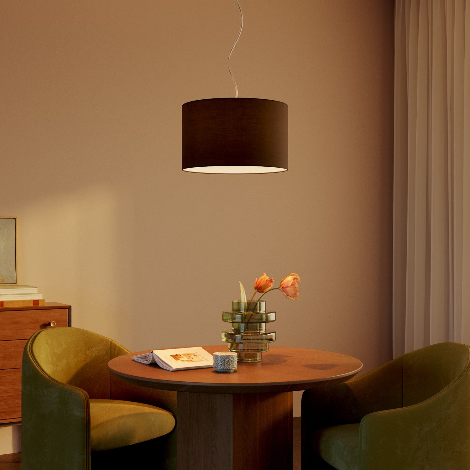 Paralume Cilindro L in tessuto con attacco E27 - Made in Italy - Teletta Antracite