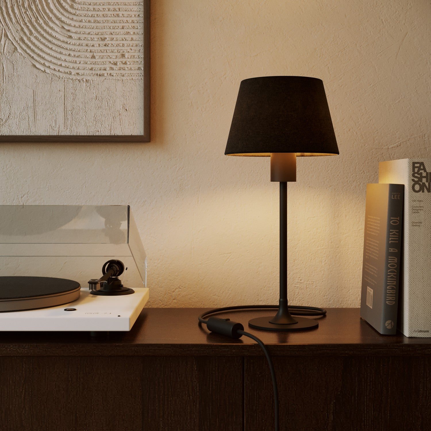 Paralume Impero S con attacco E27 per lampada da tavolo o applique - Made in Italy - Lana Grigio Scuro