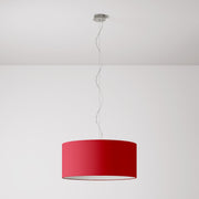 Lampada a sospensione con paralume in tessuto Cilindro Large - Made in Italy - Teletta Rosso No