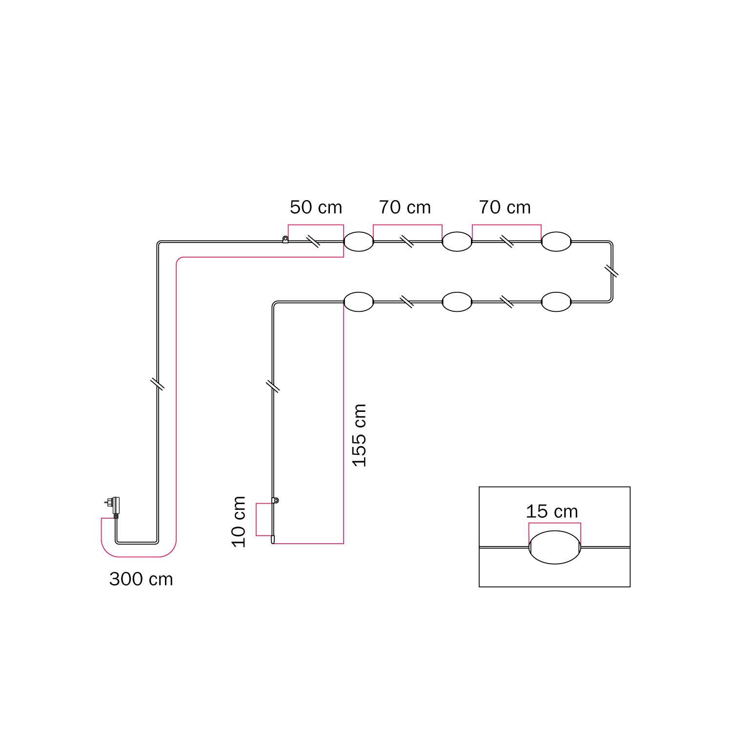 Łańcuch świetlny 6 punktów świetlnych do użytku zewnętrznego IP67 Oliwkowa zieleń - Marina6