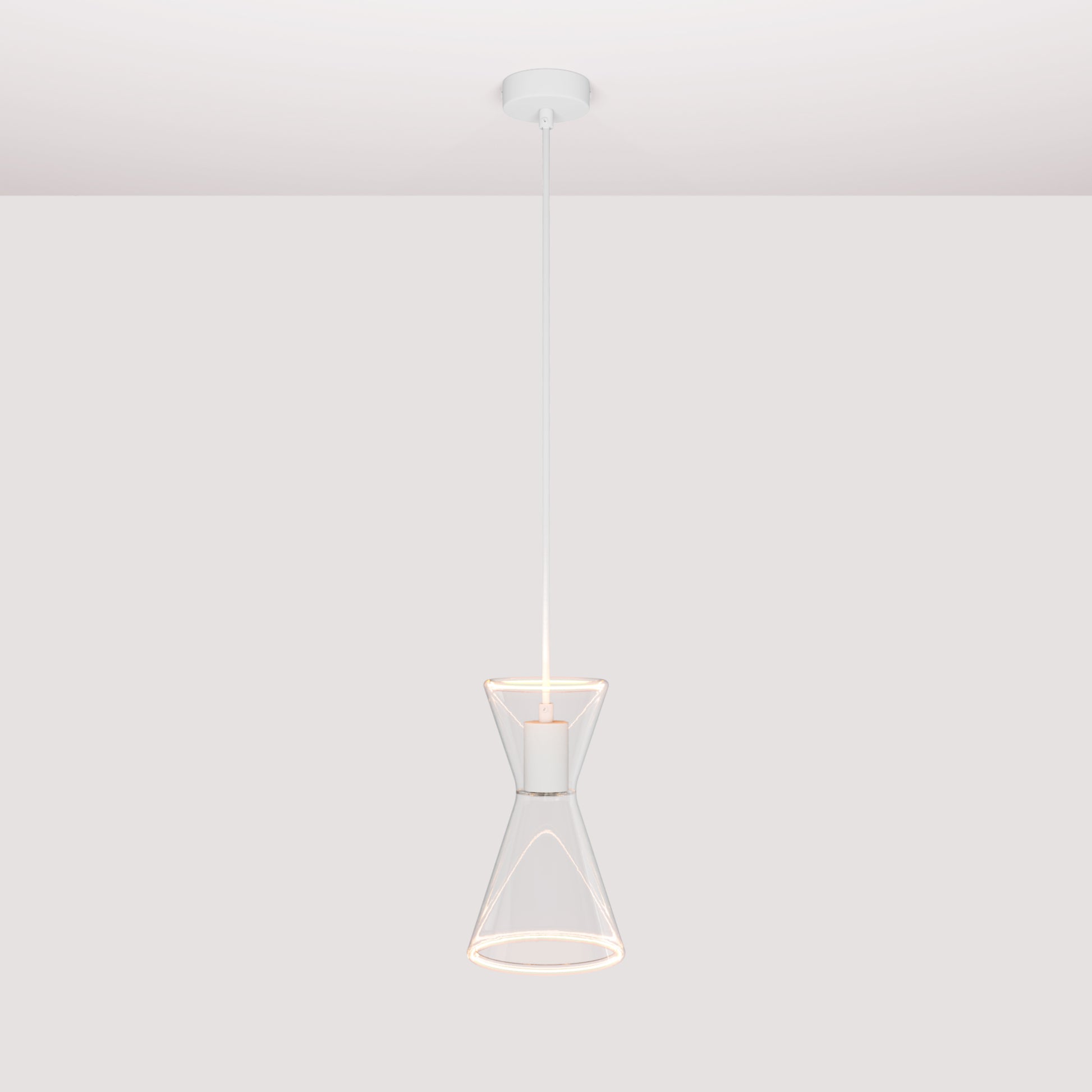 Lampada a sospensione con lampadina Ghost Doppio cono - Bianco opaco
