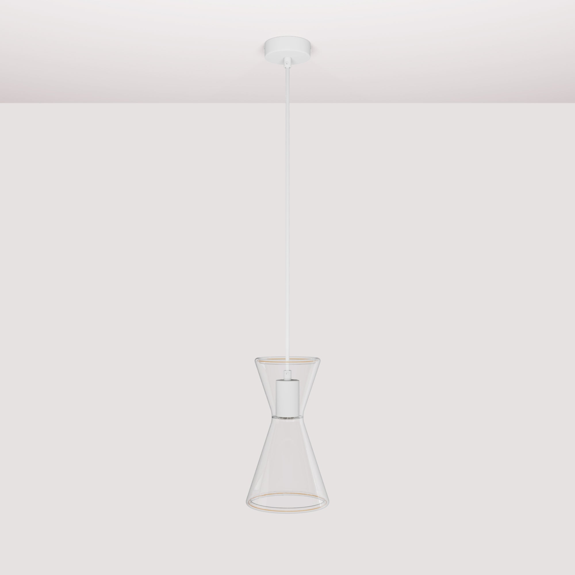 Lampada a sospensione con lampadina Ghost Doppio cono - Bianco opaco