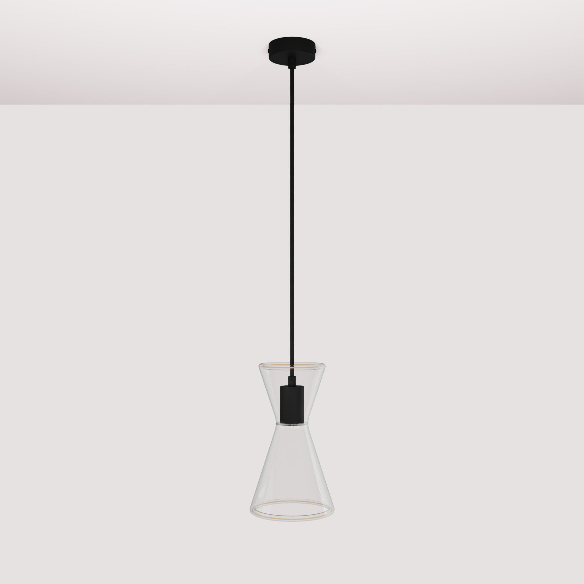 Lampada a sospensione con lampadina Ghost Doppio cono - Nero