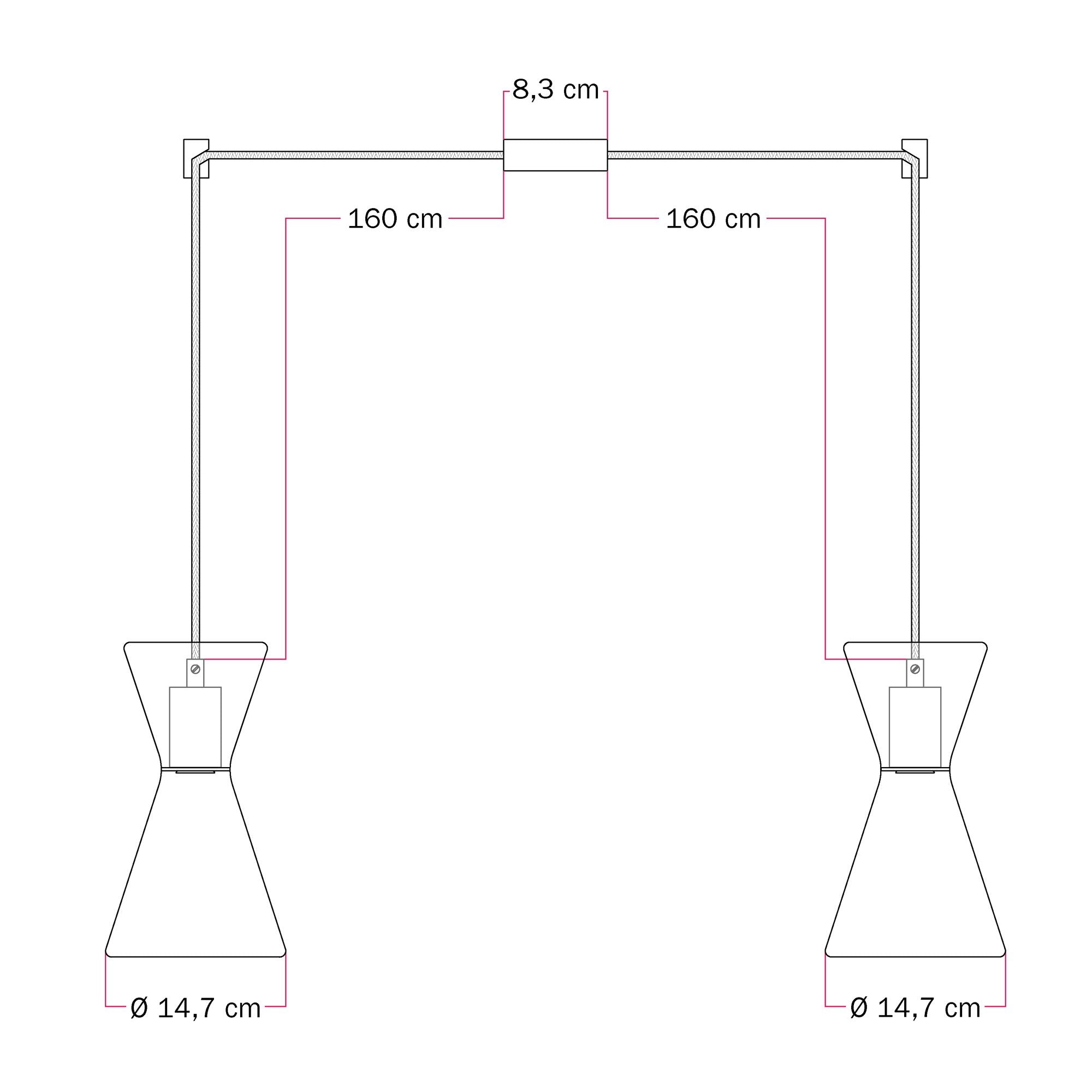 Lampada a sospensione con due cadute con Ghost Doppio cono - Nero
