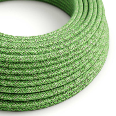 Kabel elektryczny odporny na promieniowanie UV do zastosowań zewnętrznych, okrągły, pokryty bawełną Zielony Pixel Bronte SX08 - kompatybilny z Eiva Outdoor IP65