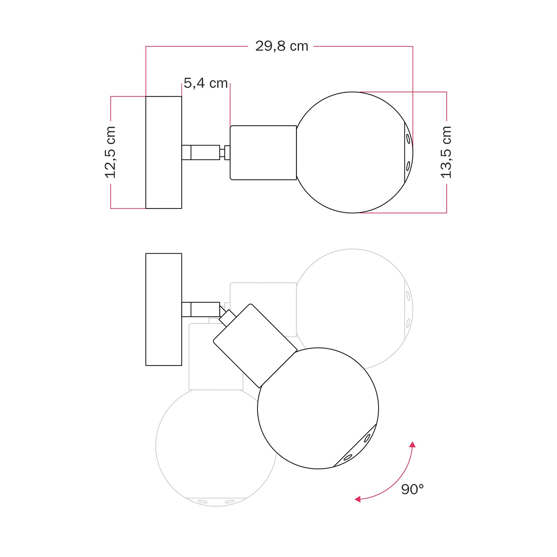 Applique da esterno Modulair IP65 con snodo regolabile e paralume a sfera infrangibile Unbreak-a-Ball - Bianco