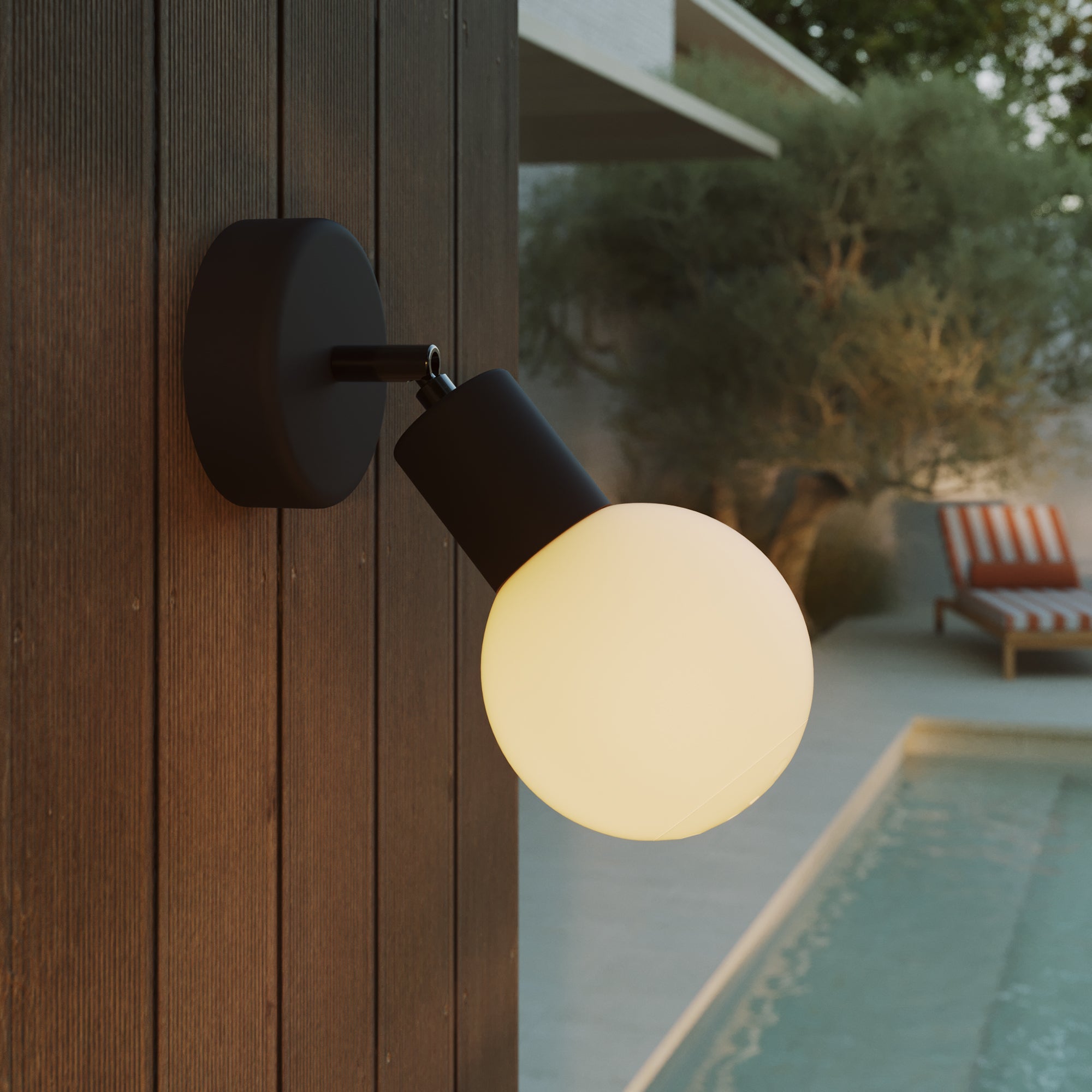 Applique da esterno Modulair IP65 con snodo regolabile e paralume a sfera infrangibile Unbreak-a-Ball - Nero