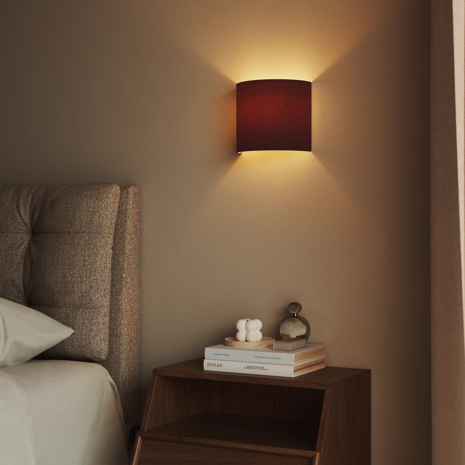 Applique Ventola con paralume in tessuto - Made in Italy - Arenal Bordeaux