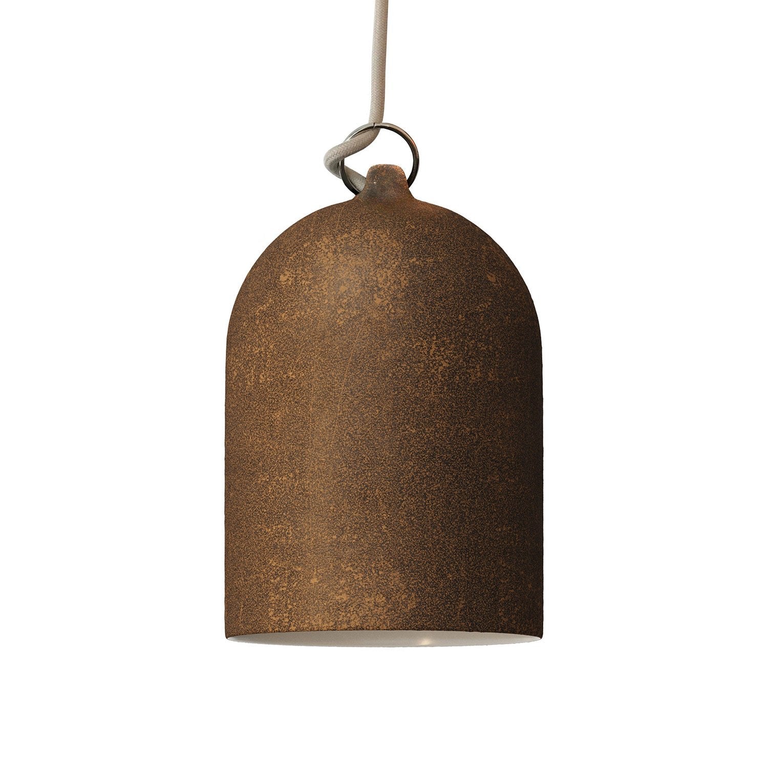 Campana Mini, paralume XS in ceramica per sospensione - Made in Italy - Effetto corten