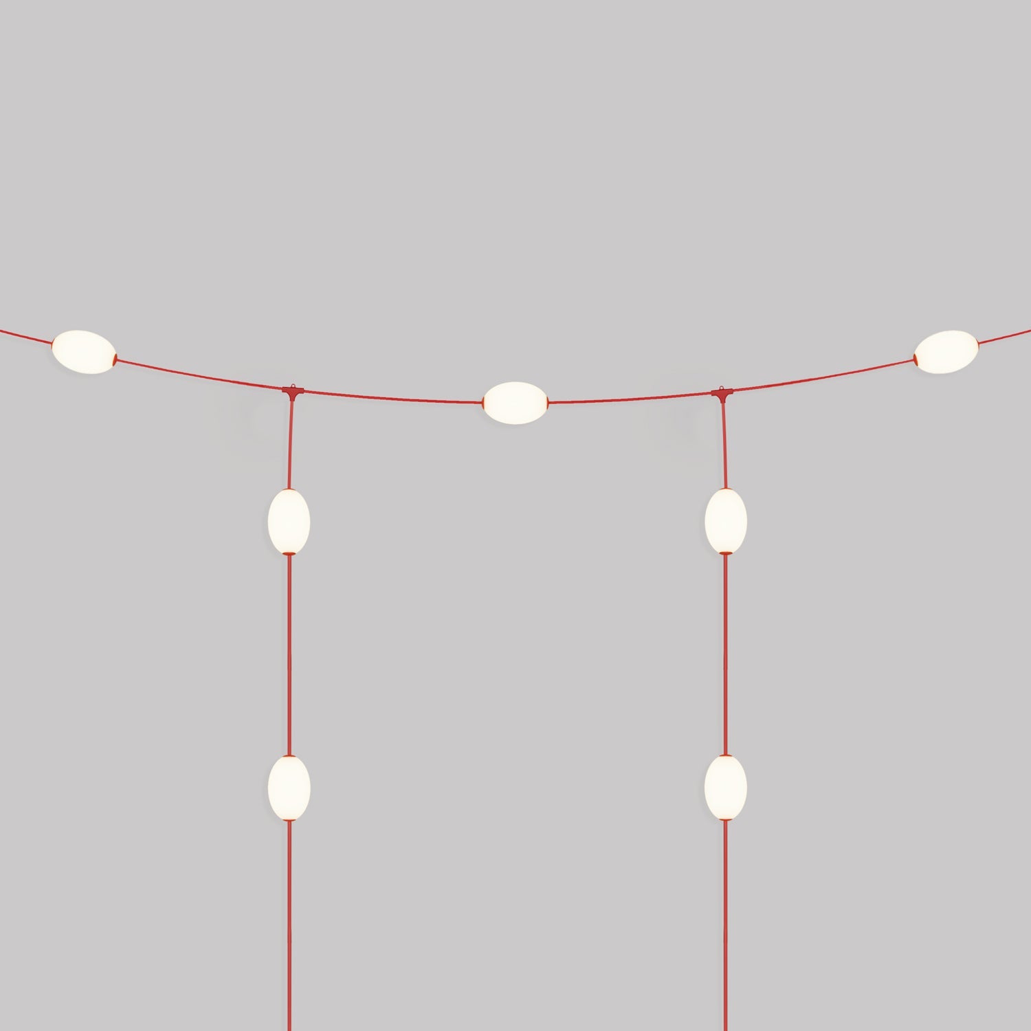 Catena luminosa reticolare 7 punti luce da esterno IP67 Rosso stella marina - Marina GRID