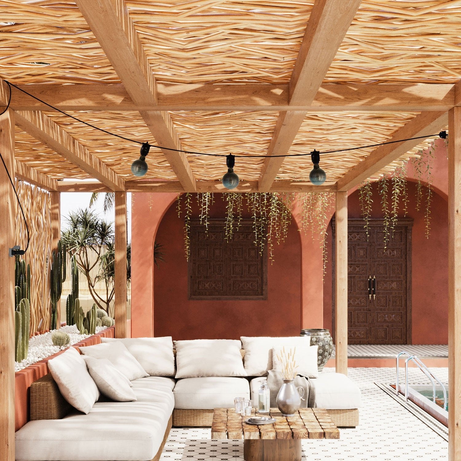 Catenaria Modulair da esterno IP65 portatile con 3 luci - Nero