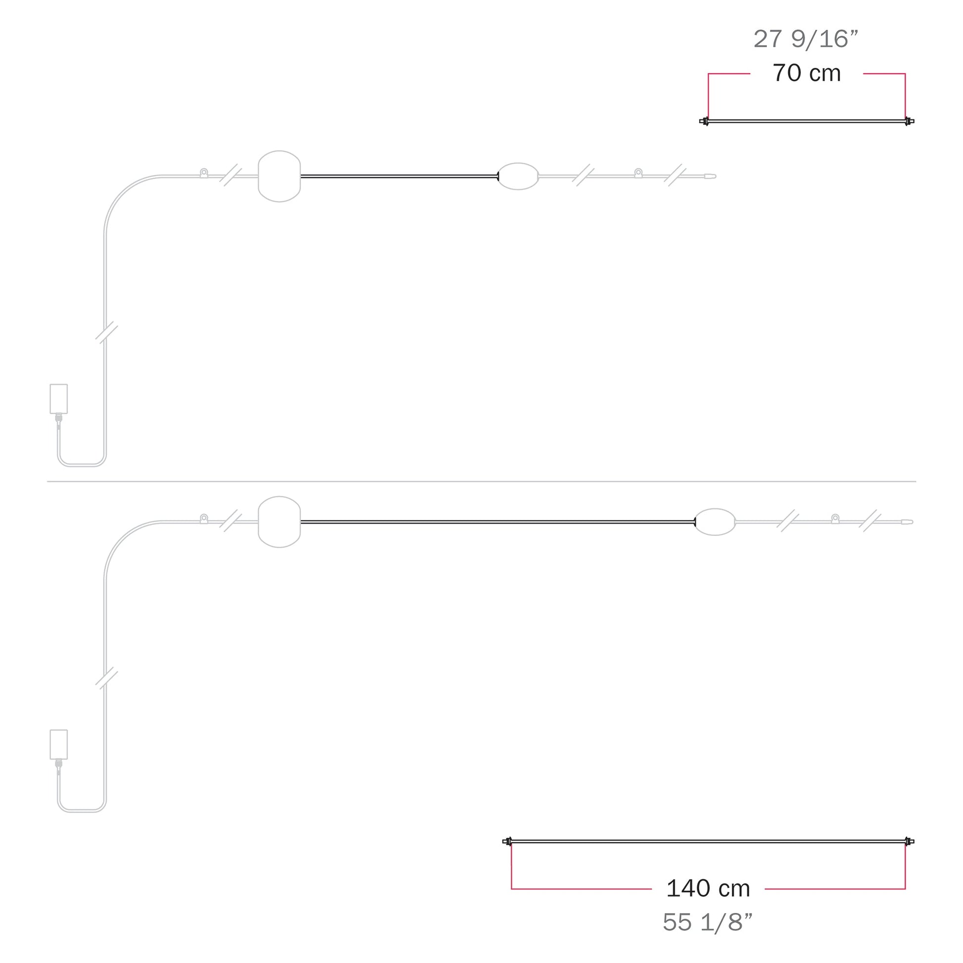 Cavo di connessione tra paralumi 70/140 cm (27 9/16" / 55 1/8") - Marina - Rosso stella marina 140 cm (55 1 8")