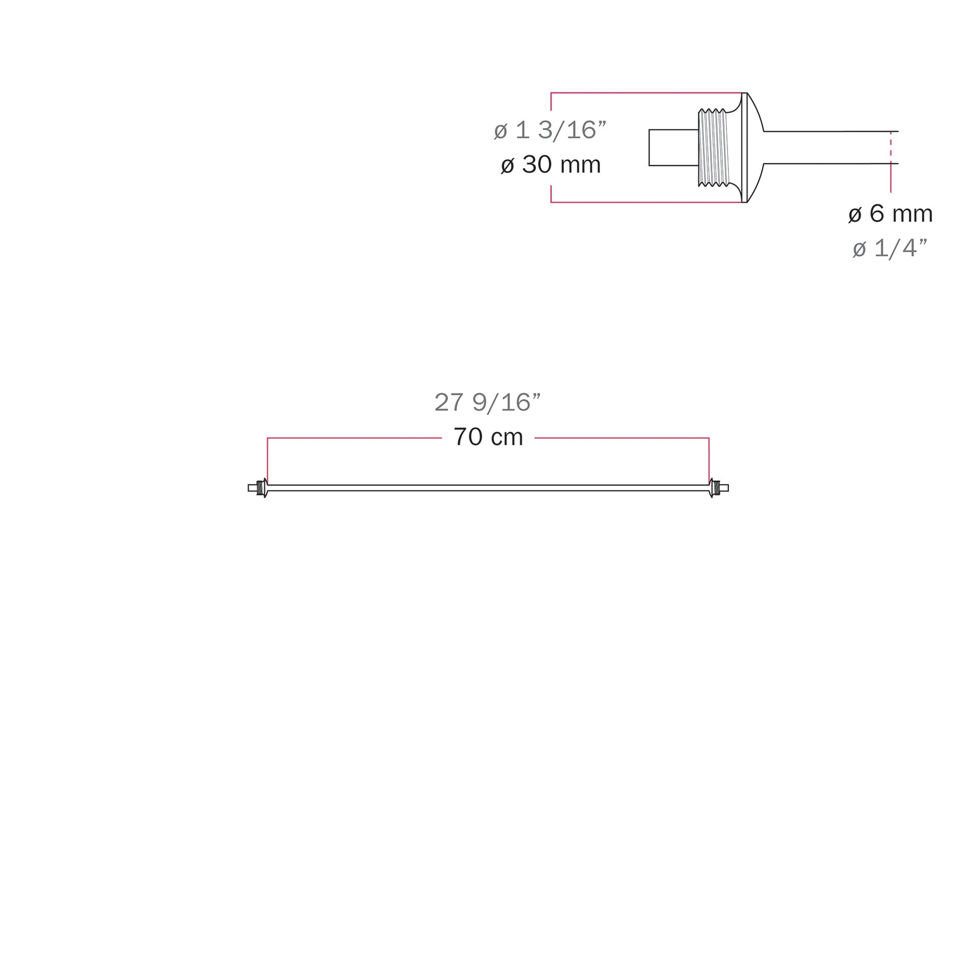 Cavo di connessione tra paralumi 70/140 cm (27 9/16" / 55 1/8") - Marina - Rosso stella marina 70 cm (27 9 16")