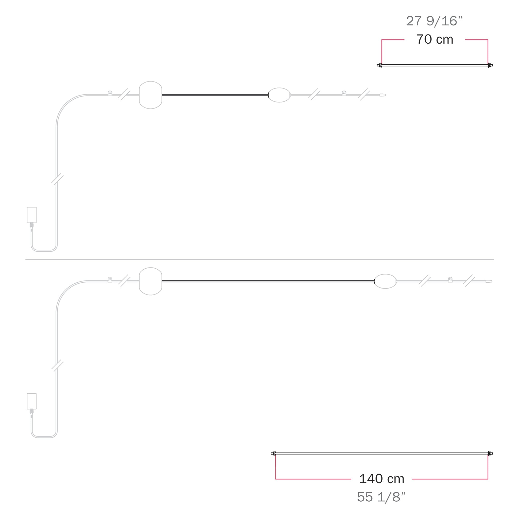 Cavo di connessione tra paralumi 70/140 cm (27 9/16" / 55 1/8") - Marina - Verde oliva 140 cm (55 1 8")