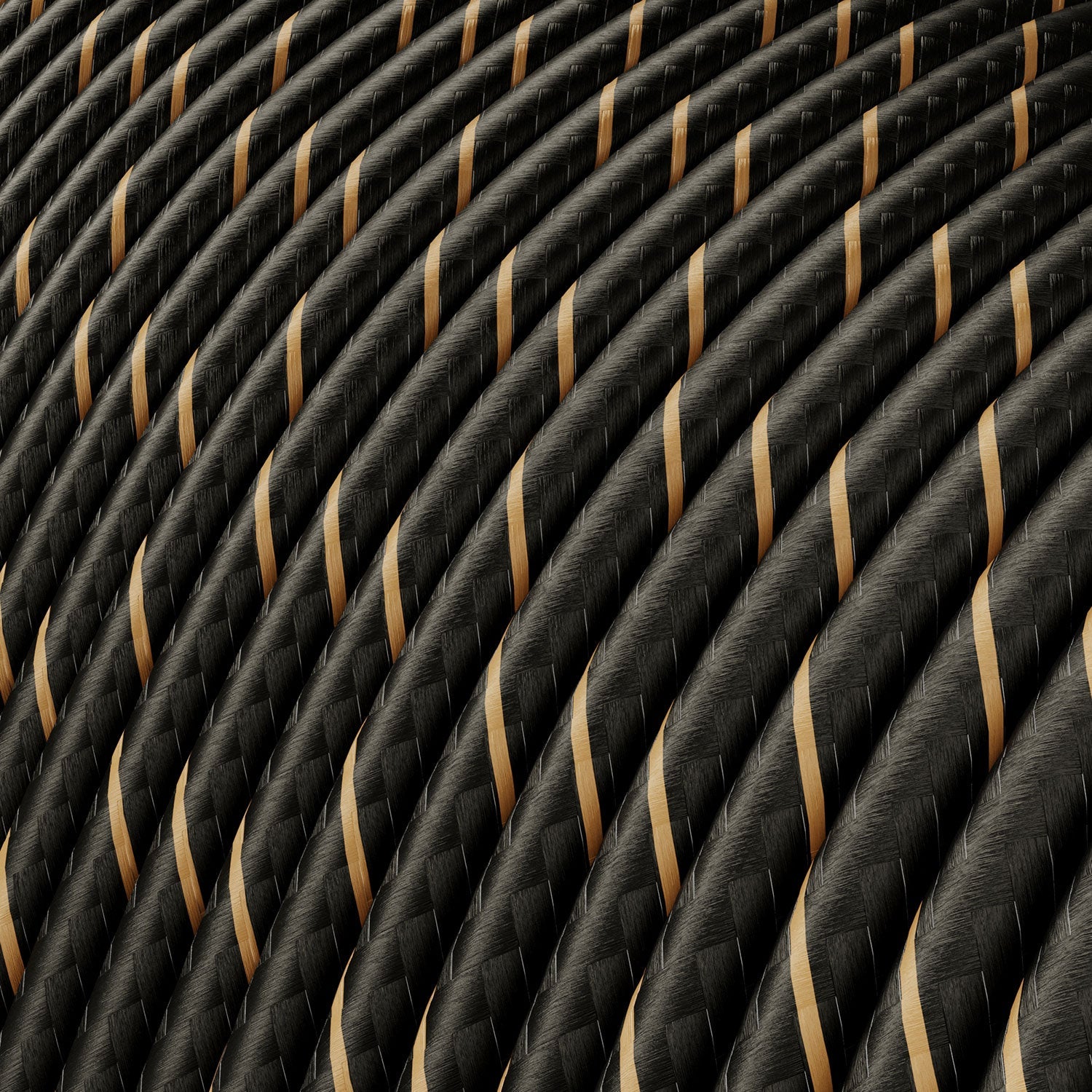 Cavo elettrico Extra Low Voltage rivestito in tessuto Nero e Oro Vertigo ERM42