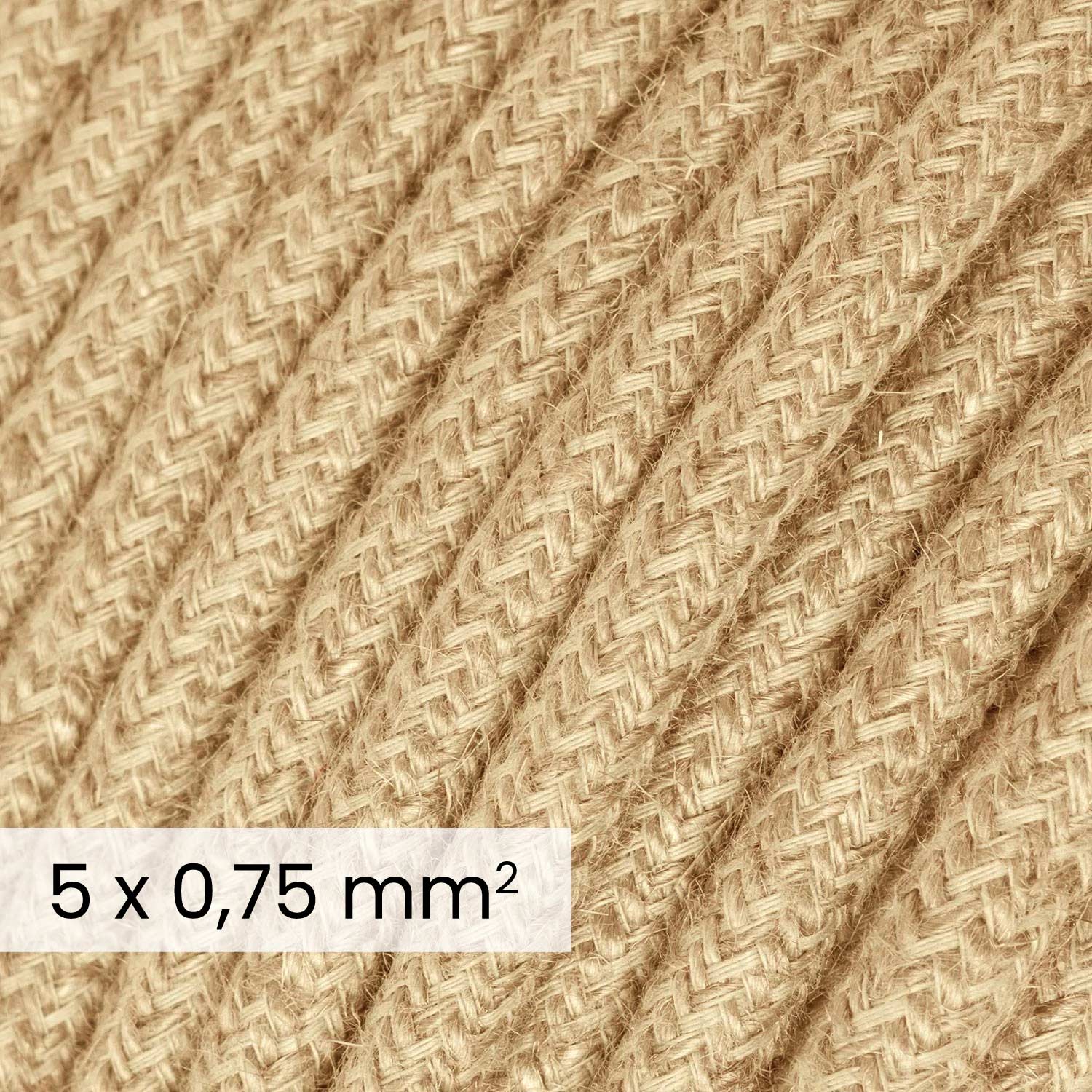 Cavo elettrico tessile DALI 5x0.75 mm² neutro in juta - Filo in tessuto naturale per luci di design RN06