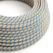 Corda elettrica in tessuto Blu Steward e Beige Stripes - L'Originale Creative Cables, per lampade DIY - RD55