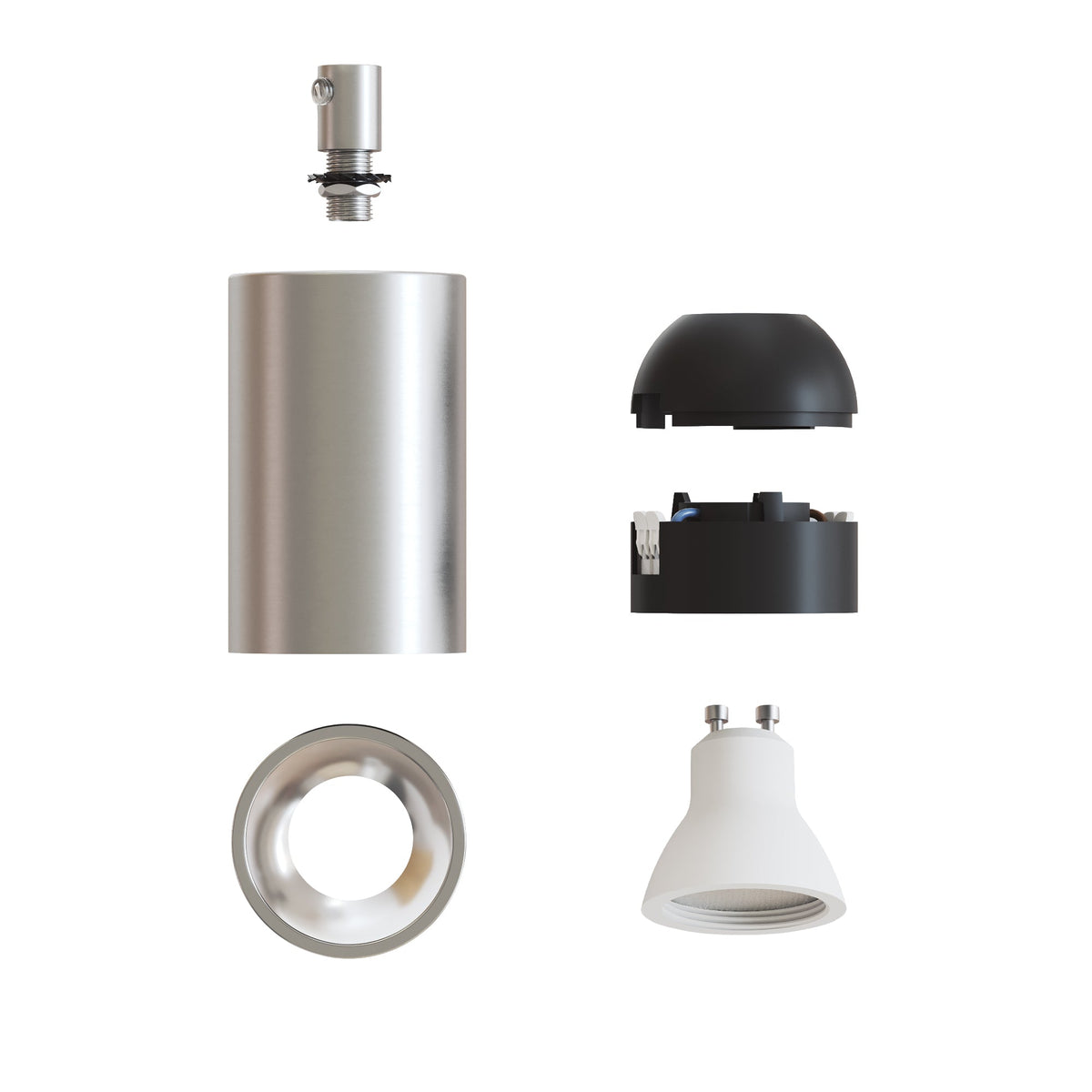 Faretto GU10 Spotlight LED Bispot - Titanio satinato / Cromo - Creative Cables