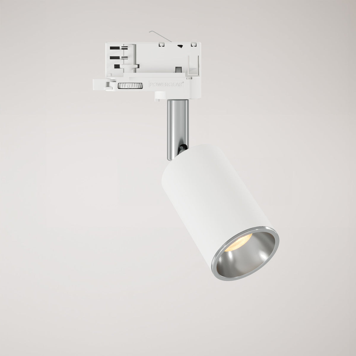 Faretto orientabile Bispot per sistema a binario - Bianco opaco / Cromo - Creative Cables