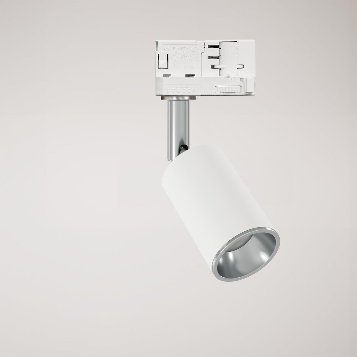 Faretto orientabile Bispot per sistema a binario - Bianco opaco / Cromo - Creative Cables