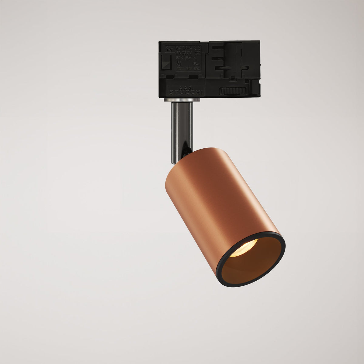 Faretto orientabile Bispot per sistema a binario - Rame satinato / Nero - Creative Cables