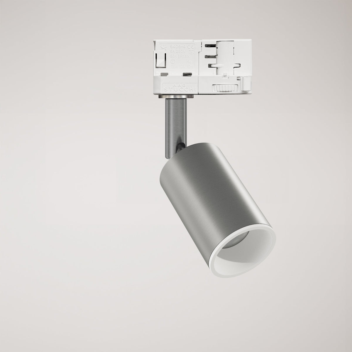 Faretto orientabile Bispot per sistema a binario - Titanio satinato / Bianco opaco - Creative Cables