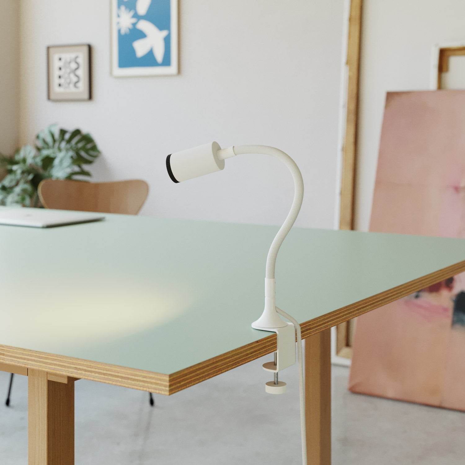 Faretto snodabile MAG-Y con pinza - Bianco opaco