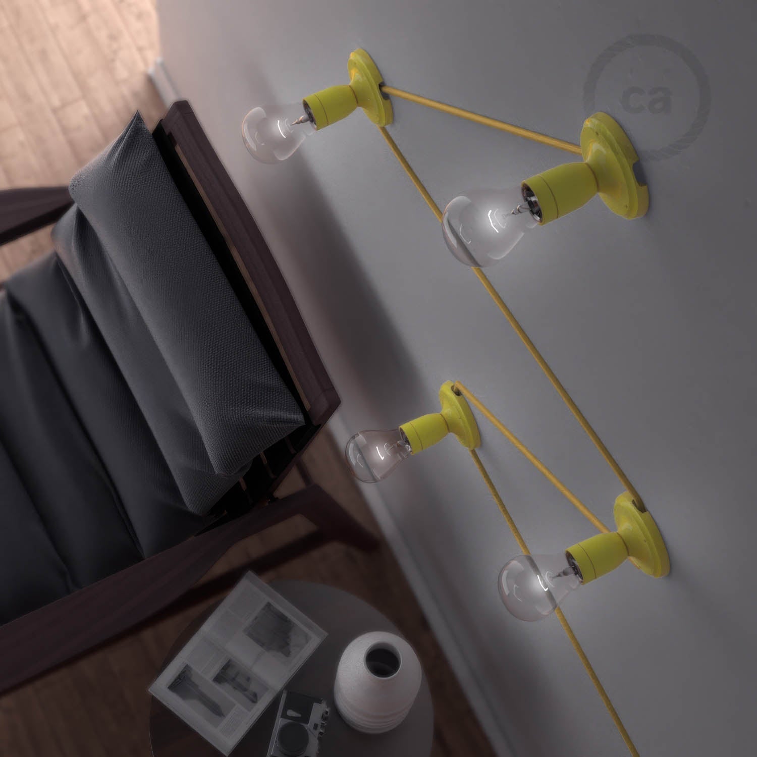 Fermaluce Color, il punto luce colorato in porcellana da parete o soffitto - Giallo