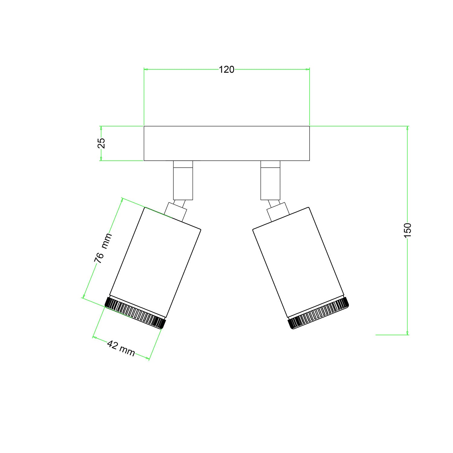 Fermaluce con 2 faretti orientabili Mini Spotlight GU1d0 - Bianco opaco