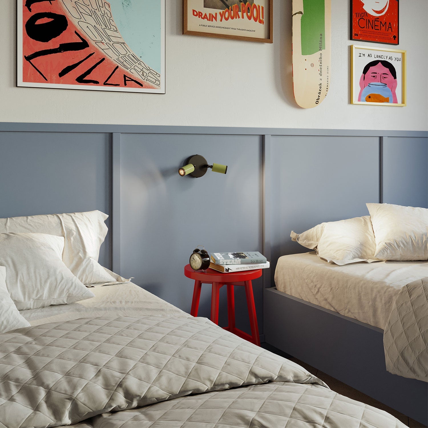 Fermaluce con 2 faretti orientabili Mini Spotlight GU1d0 - Verde prato