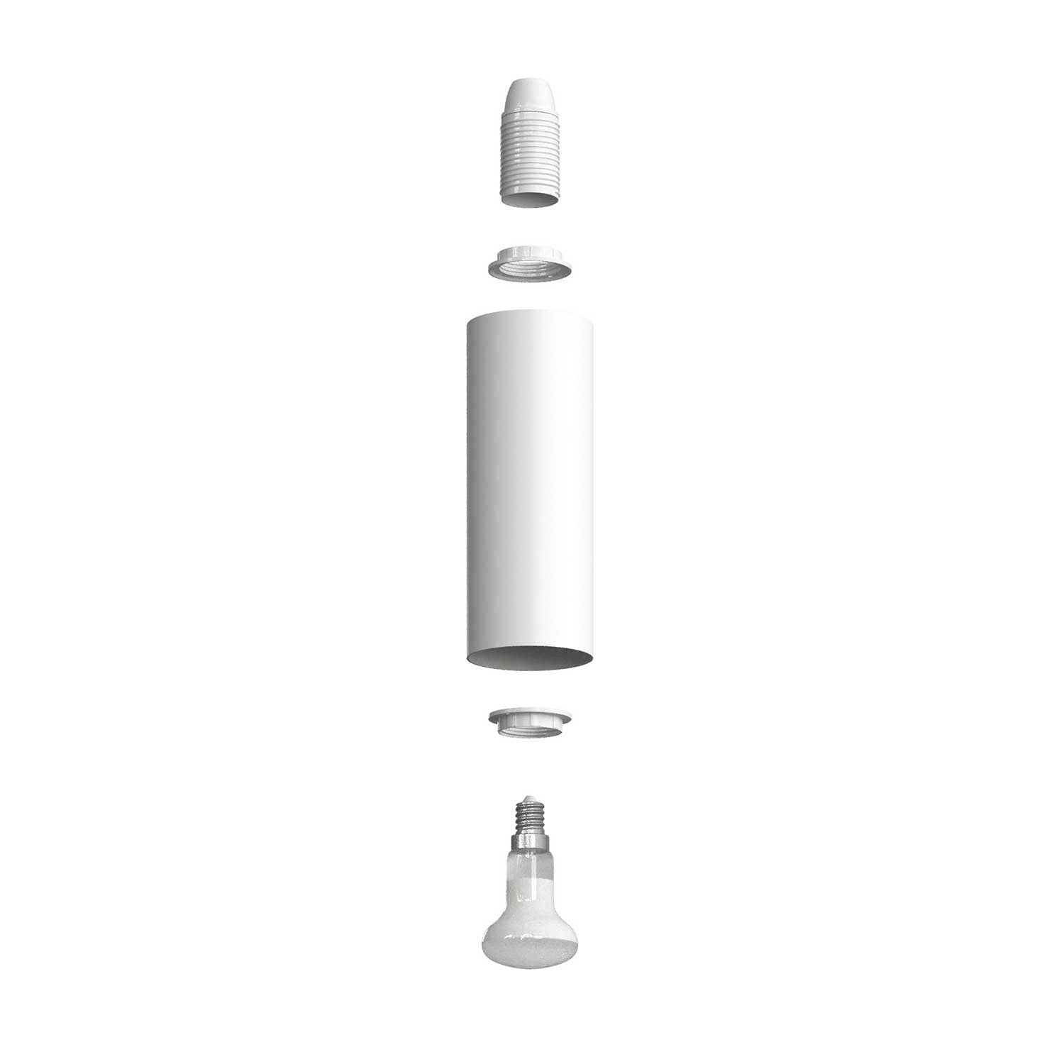 Fermaluce Metal faretto orientabile in metallo con paralume Tub-E14, lampada a muro - Bianco