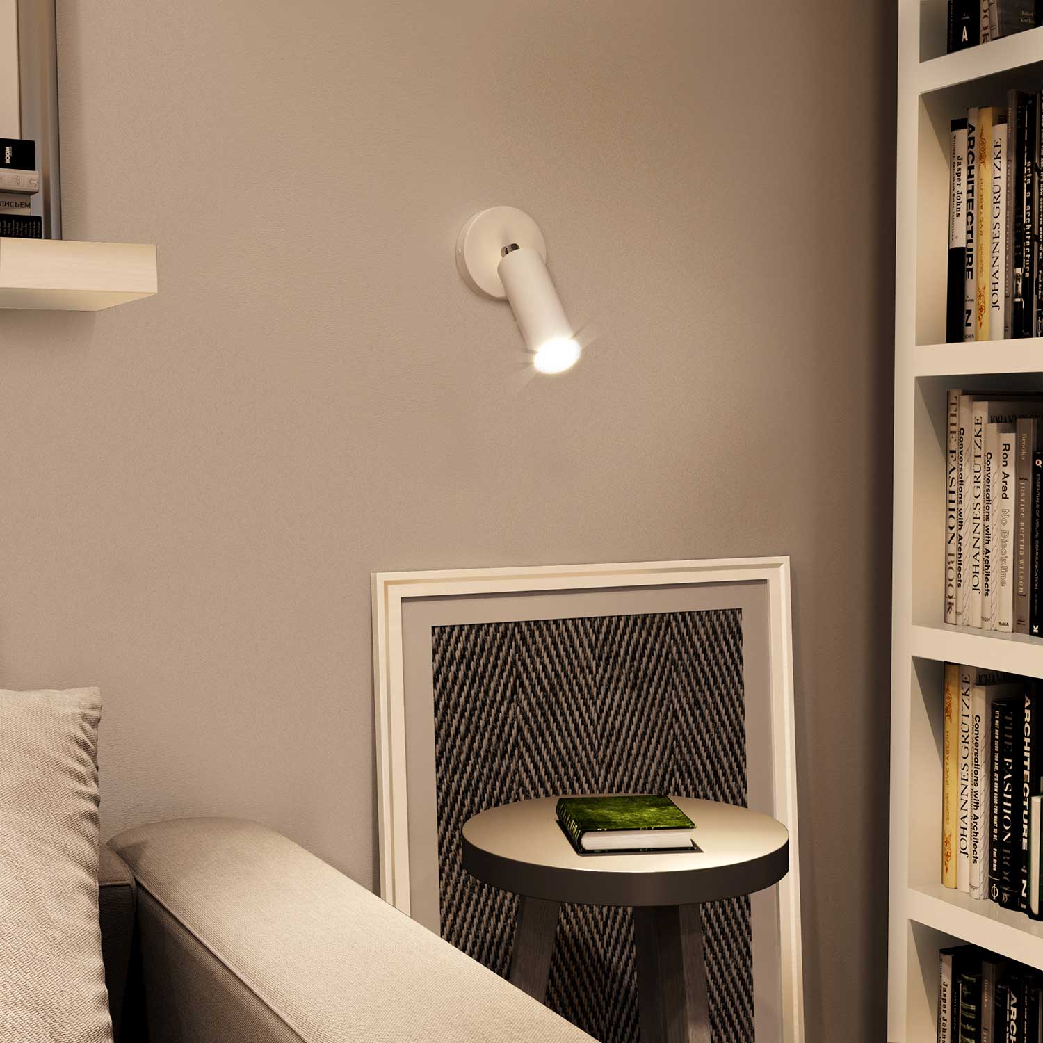 Fermaluce Metal faretto orientabile in metallo con paralume Tub-E14, lampada a muro - Bianco