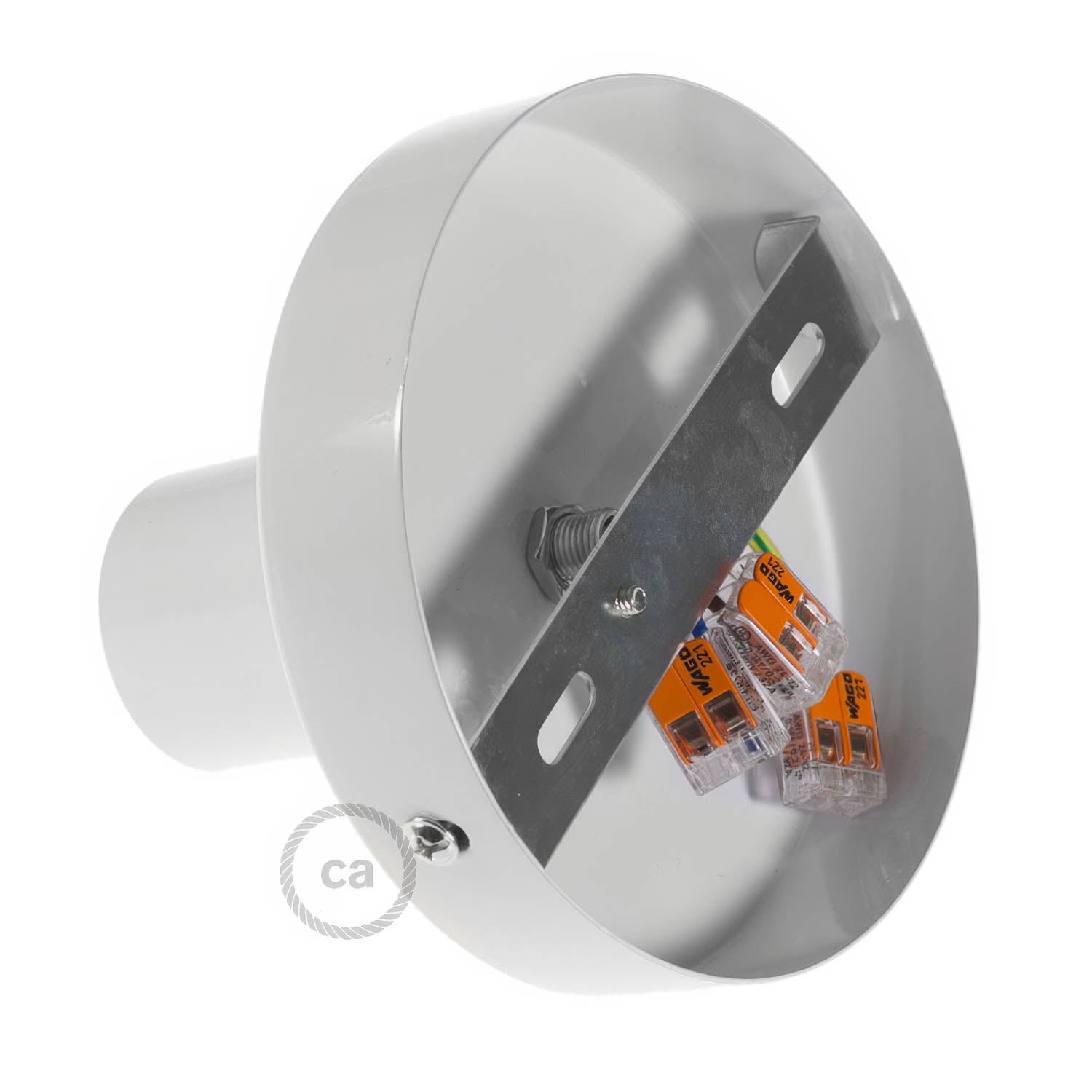 Fermaluce Metal, il punto luce in metallo a parete o soffitto - Bianco lucido