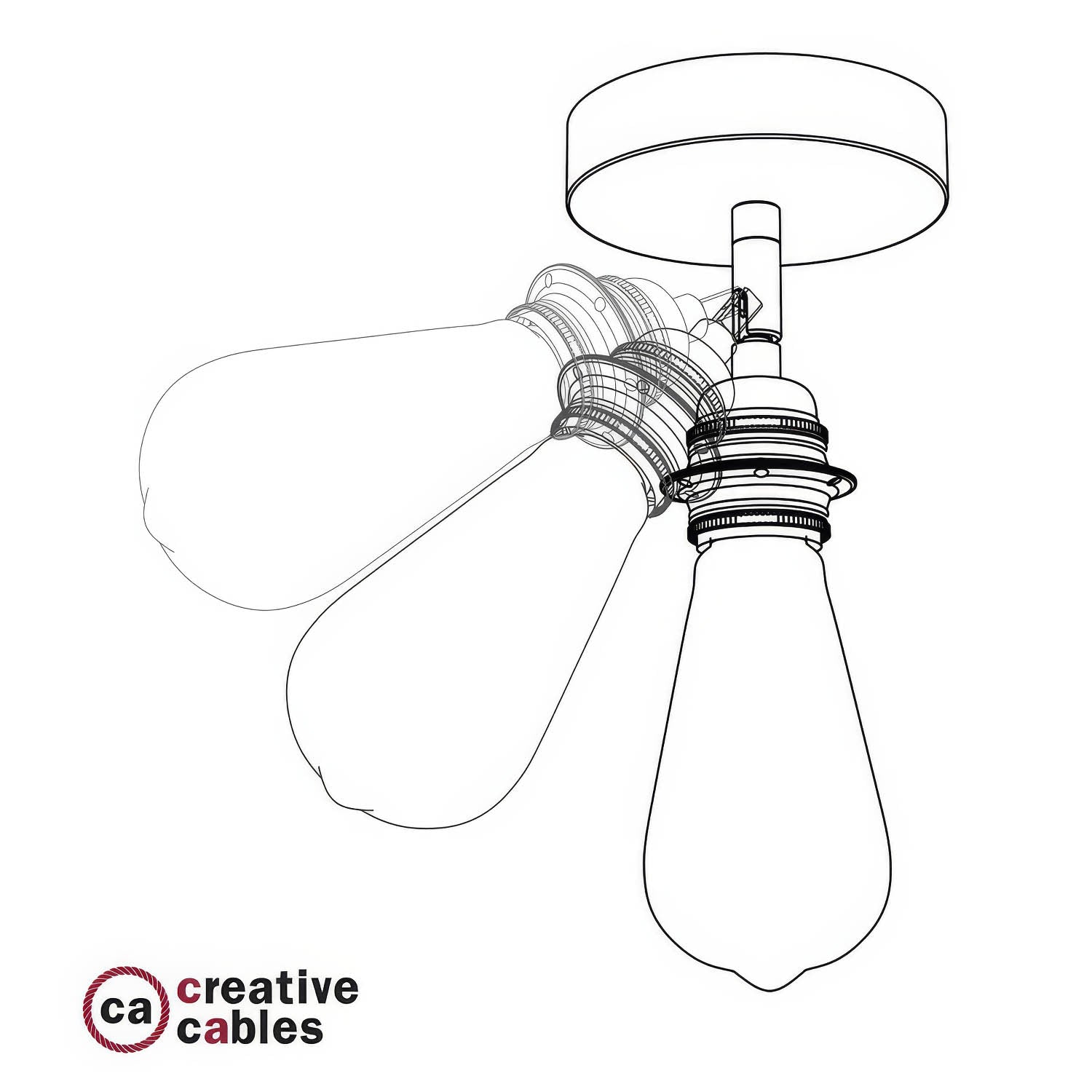 Fermaluce Metallo 90° con paralume Drop, lampada filomuro orientabile in metallo - Ottone