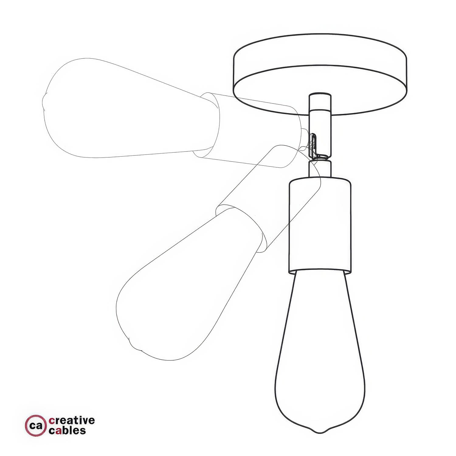 Fermaluce Metallo 90°, punto luce orientabile da parete o soffitto - Bianco lucido