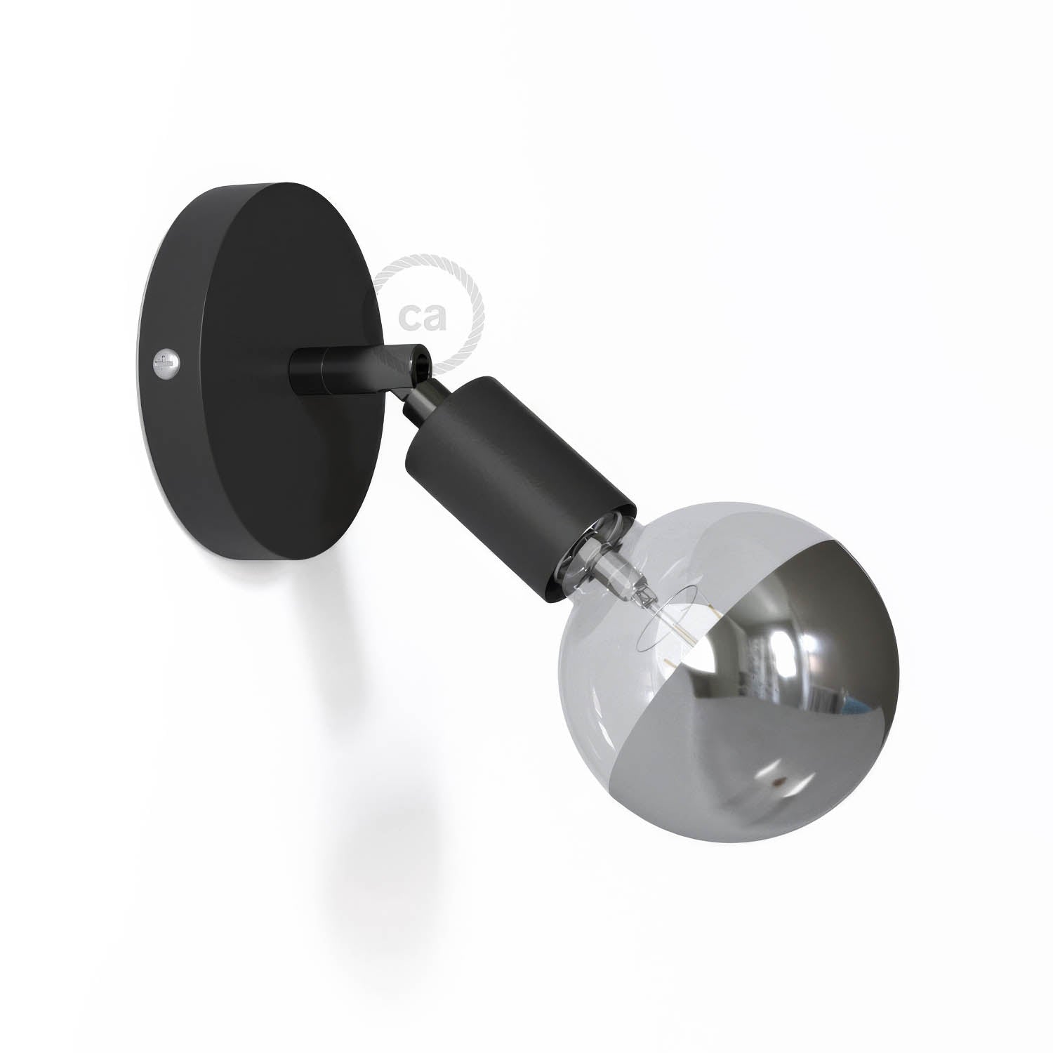 Fermaluce Metallo 90°, punto luce orientabile da parete o soffitto - Nero