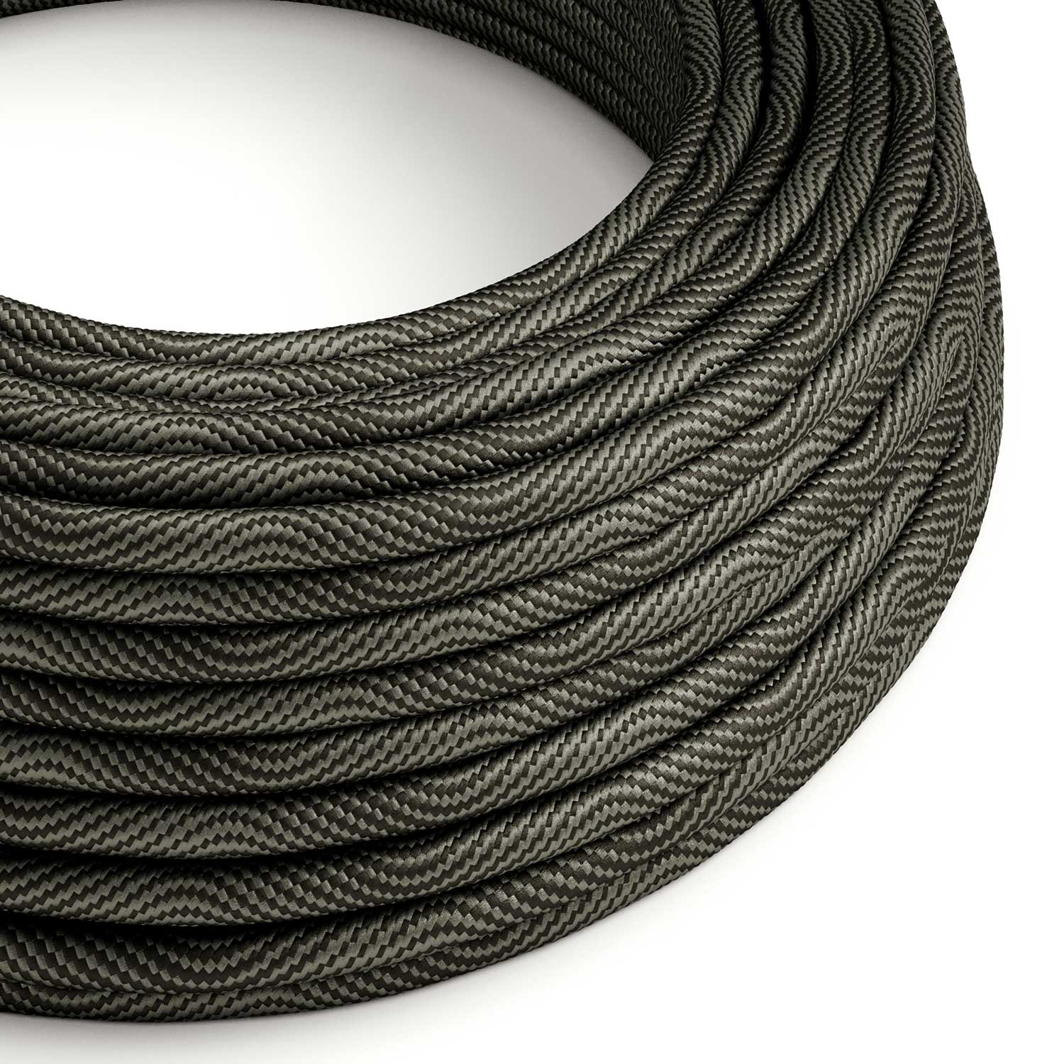 Filo elettrico in tessuto Optical Nero e Grigio Vertigo - L'Originale Creative Cables, per lampade personalizzate - ERM67
